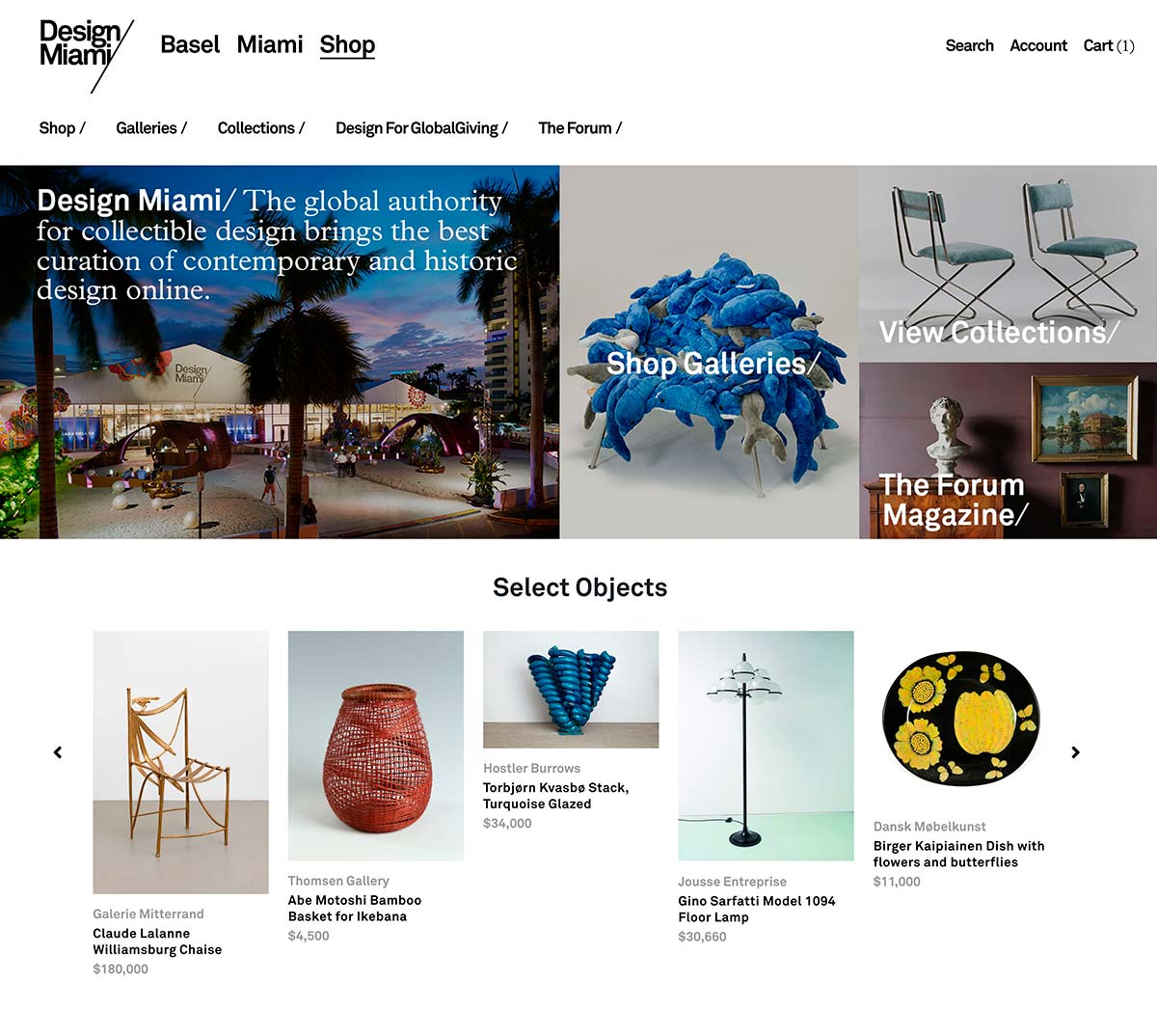 Design Miami/ Shop, Homepage