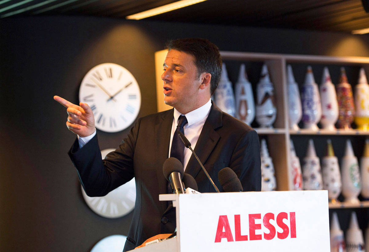 Il premier in visita da Alessi