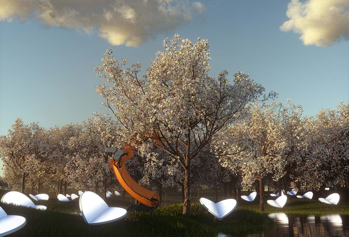 Almendra by Flos, Design Patricia Urquiola - Render © Manuel Carvalho & Nazara Lázaro
