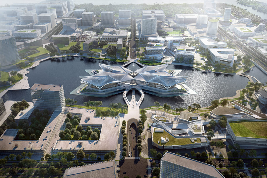 Zhuhai Civic Arts Centre by Zaha Hadid Architects. Ph © Minmud