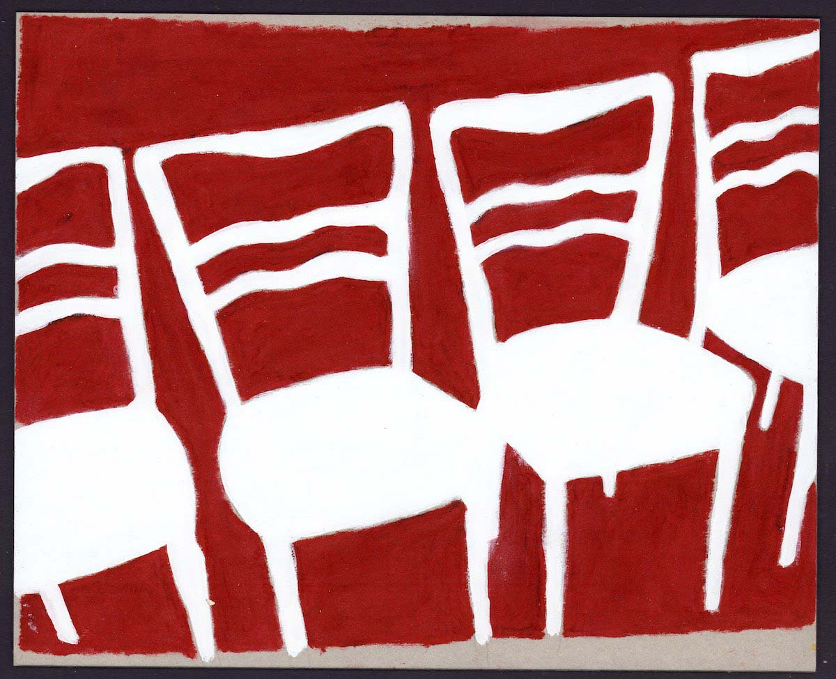 Emi Ligabue, Ghost furniture, 2021, olio su cartoncino, 20,5x25,5 cm