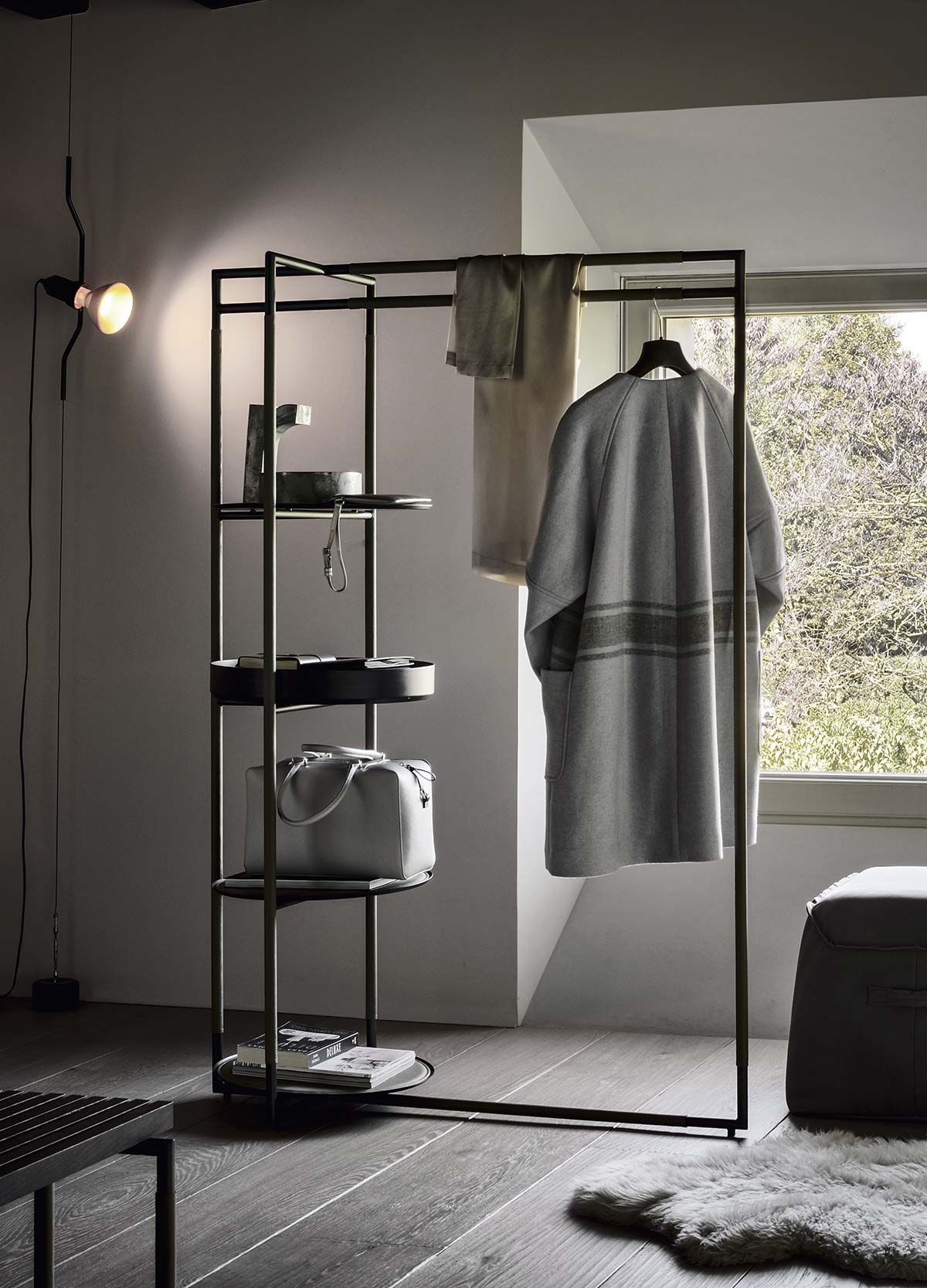 Bak valet stand, Bak collection by Frag, design Ferruccio Laviani