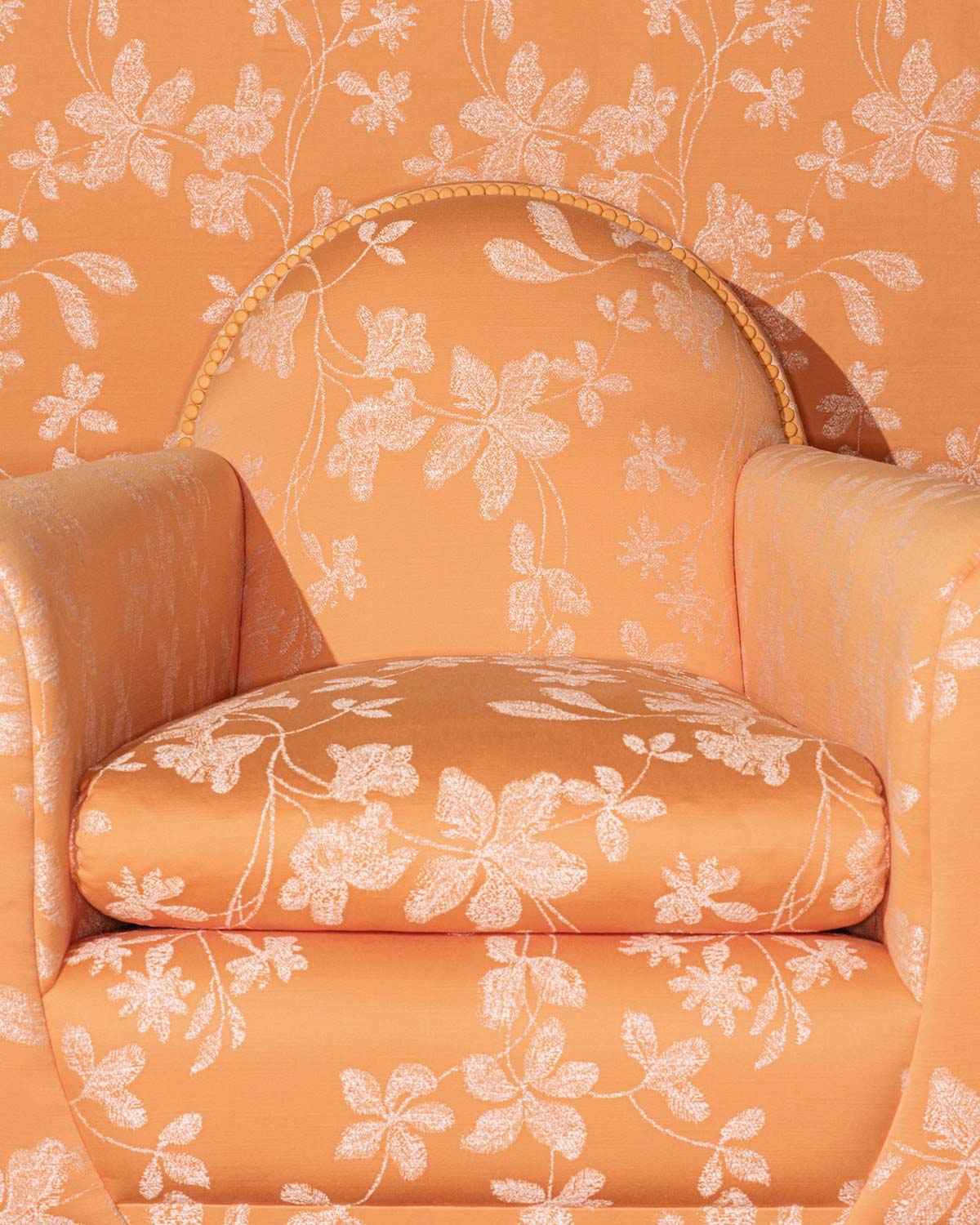 Ramage Lyra, Gardens collection by Rubelli, design Formafantasma - Armchair by Poltrona Frau, design Renzo Frau